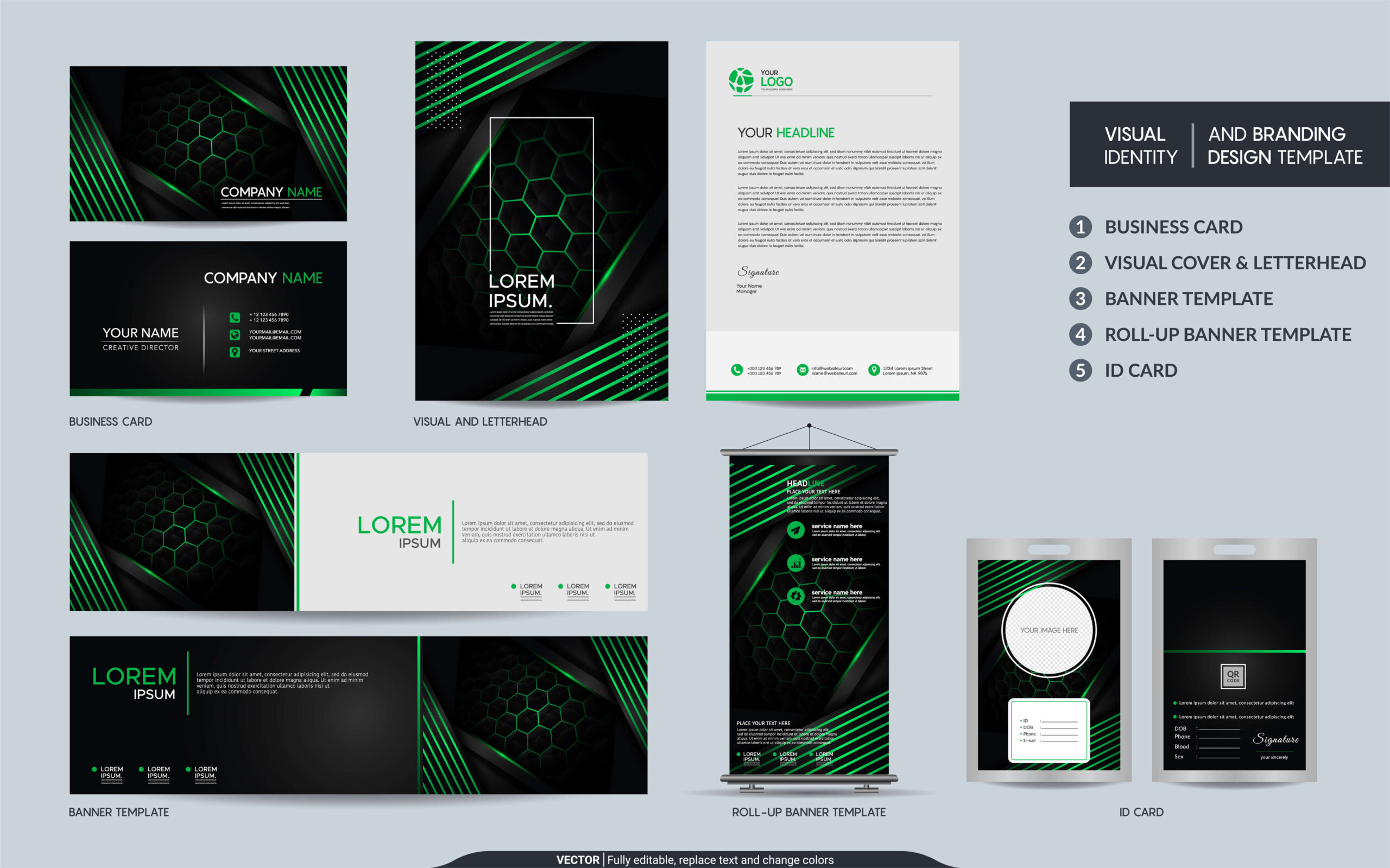 AltinWeb Modern black green stationery visual brand identity